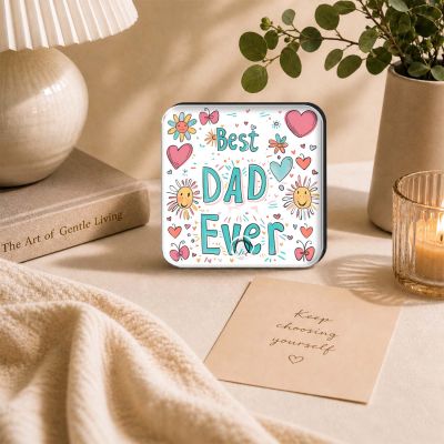 Best Dad Ever Musical Fridge Magnet Quote Printed Rechargeable with Type-C USB Charging Dad Room & Office Decor